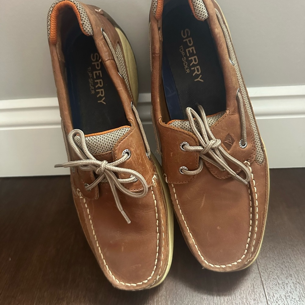 Sperry Brown Boat Shoes Moccasin Style Leather